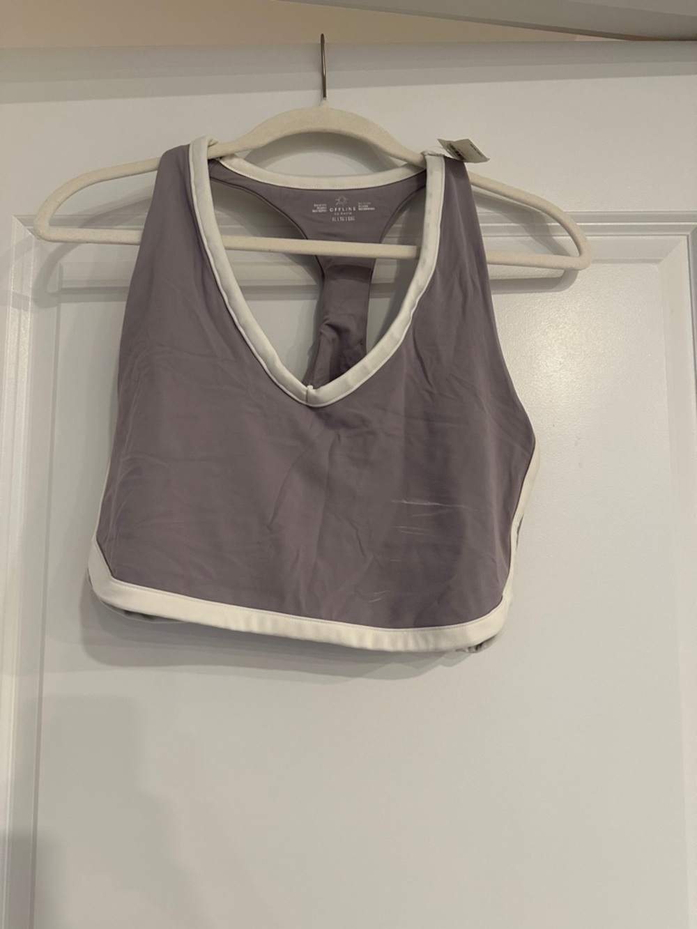 Aerie Women's Mauve Sports Bra with White Trim